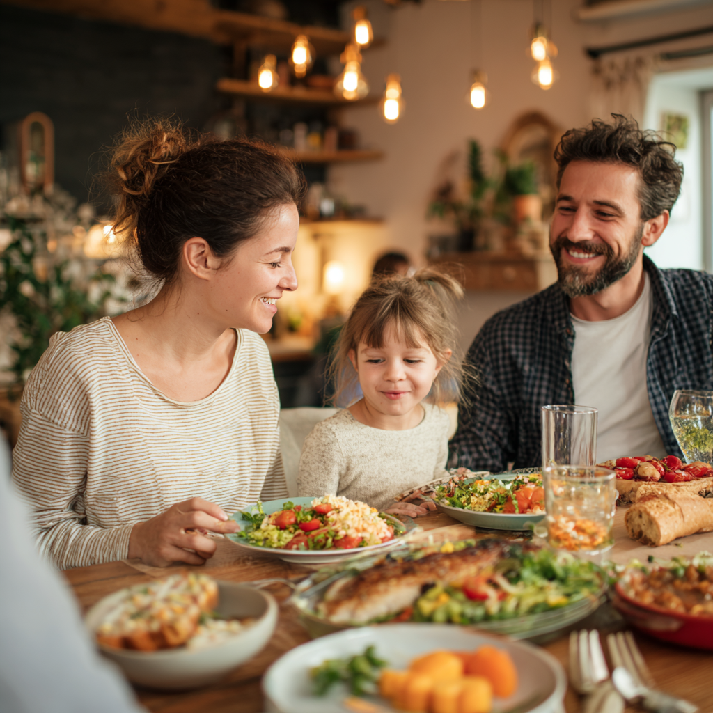 Mature Ukrainian man and woman preparing healthy balanced meals together in their home kitchen, representing proper nutrition and healthy lifestyle